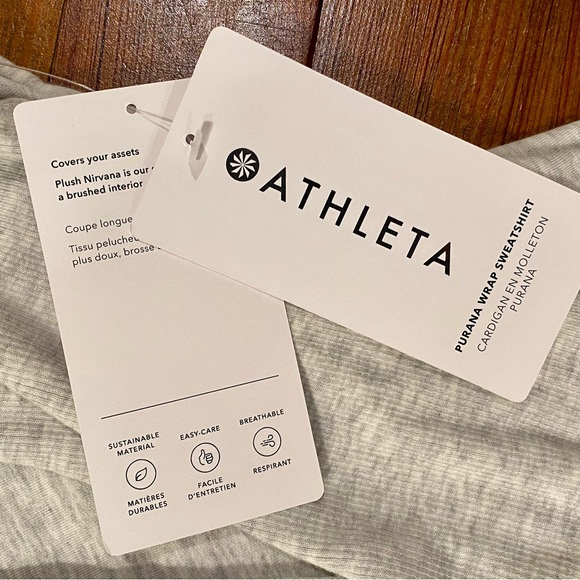 Athleta Purana Wrap Sweatshirt with Hoodie Size L Gray - Picture 8 of 10